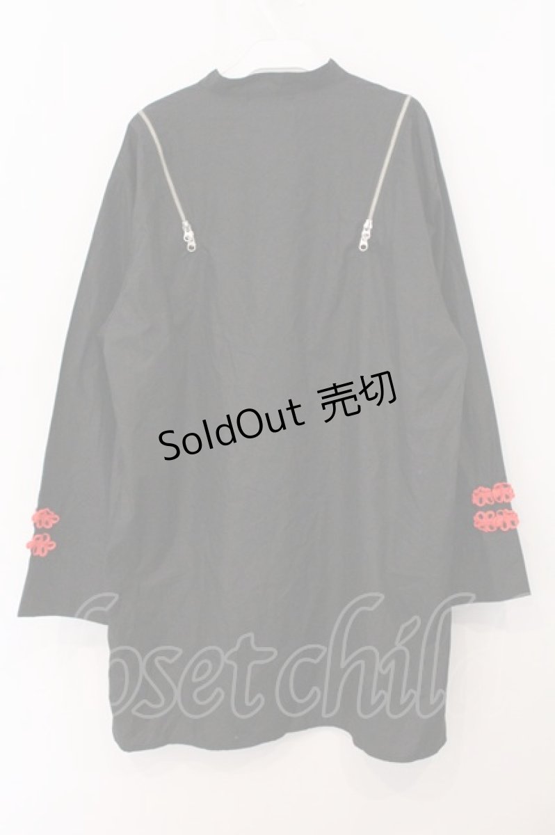 画像3: REFLEM / ショルダーZIPチャイナシャツ  ブラック×レッド O-26-05-16-015-PU-BL-IG-OS (3)