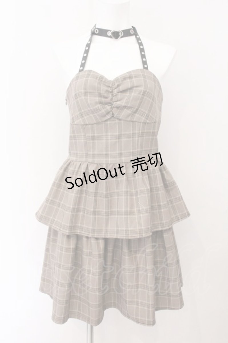 画像1: DARK IN LOVE / Punk checked layer prom corset dress（パンクチェックレイヤープロムコルセットドレス） S ベージュ O-26-05-16-017-PU-OP-IG-OS (1)