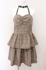 画像1: DARK IN LOVE / Punk checked layer prom corset dress（パンクチェックレイヤープロムコルセットドレス） S ベージュ O-26-05-16-017-PU-OP-IG-OS (1)