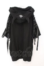 画像4: REFLEM / ショルダーレースアップ悪魔ツノ付きパーカー  ブラック O-26-05-16-021-PU-TO-IG-OS (4)