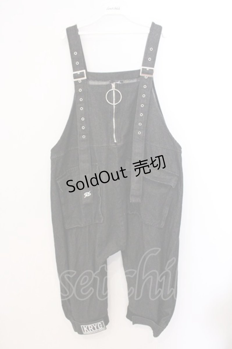画像1: KRY CLOTHING / 「MAIU」ブラックデニムダメージサロペットオーバーオール  ブラック O-26-05-16-025-PU-PA-IG-OS (1)