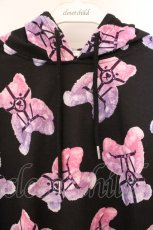 画像2: LISTEN FLAVOR / ハーネスベア総柄プルパーカー  ブラック×ピンク O-26-05-16-026-PU-TO-IG-OS (2)