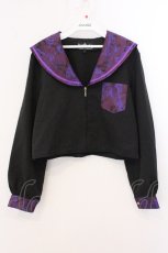 画像1: BLOOD SUPPLY（海外ブランド） / Purple Butterfly Gothic Japanese Bad Girl JK Short Sleeves tops L ブラック×パープル O-26-05-16-029-GO-TO-IG-OS (1)