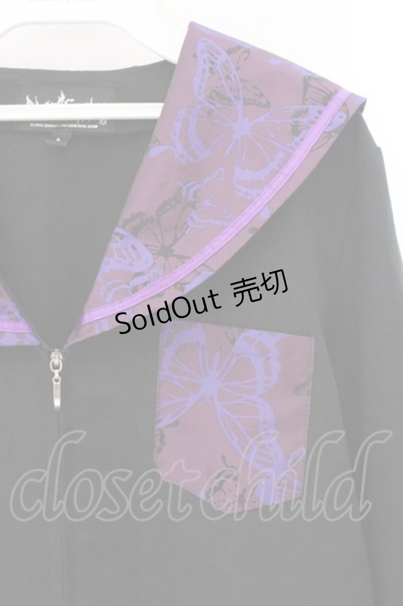 画像2: BLOOD SUPPLY（海外ブランド） / Purple Butterfly Gothic Japanese Bad Girl JK Short Sleeves tops L ブラック×パープル O-26-05-16-029-GO-TO-IG-OS (2)