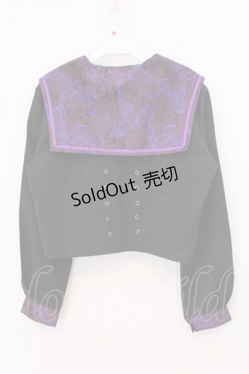画像3: BLOOD SUPPLY（海外ブランド） / Purple Butterfly Gothic Japanese Bad Girl JK Short Sleeves tops L ブラック×パープル O-26-05-16-029-GO-TO-IG-OS (3)