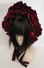 画像1: metamorphose / Dim lightハーフボンネット  ワイン O-26-05-17-018-ME-AC-IG-OS (1)