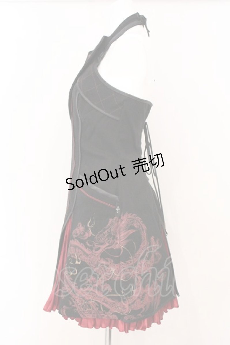 画像3: Ozz Croce / プリーツ切替ホルターZIPワンピース  ブラック×レッド O-26-05-18-023-OO-OP-IG-OS (3)
