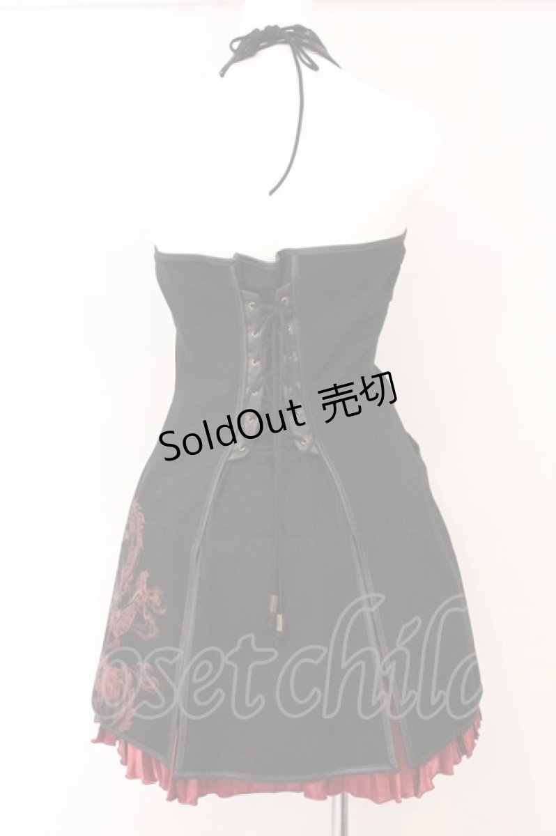 画像4: Ozz Croce / プリーツ切替ホルターZIPワンピース  ブラック×レッド O-26-05-18-023-OO-OP-IG-OS (4)