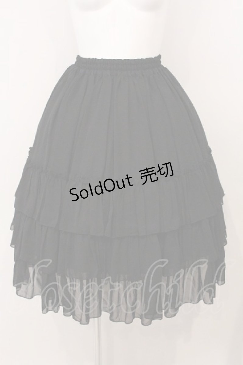 画像1: ATELIER PIERROT / Three-Tiered Ruffle Chiffon Skirt シフォンスカート  ブラック O-26-05-18-005-EL-SK-OW-OS (1)