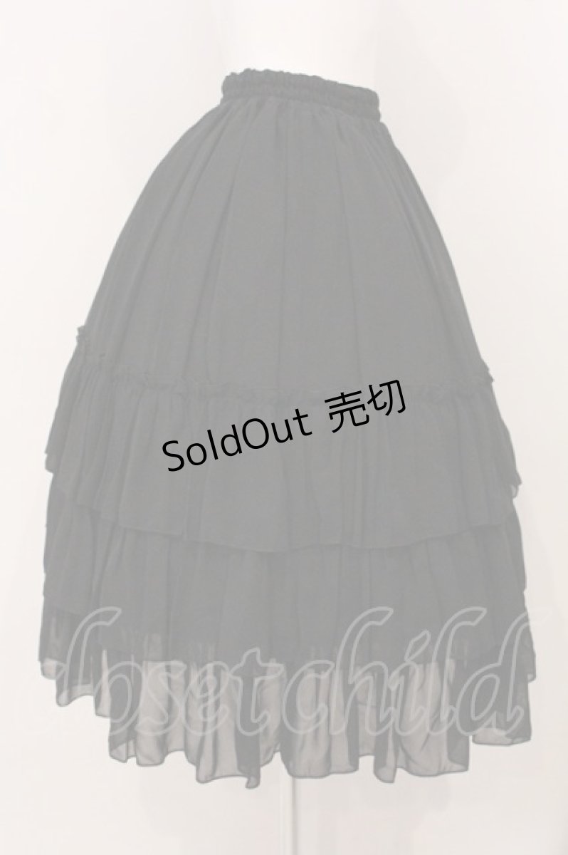 画像3: ATELIER PIERROT / Three-Tiered Ruffle Chiffon Skirt シフォンスカート  ブラック O-26-05-18-005-EL-SK-OW-OS (3)