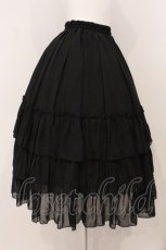 画像3: ATELIER PIERROT / Three-Tiered Ruffle Chiffon Skirt シフォンスカート  ブラック O-26-05-18-005-EL-SK-OW-OS (3)