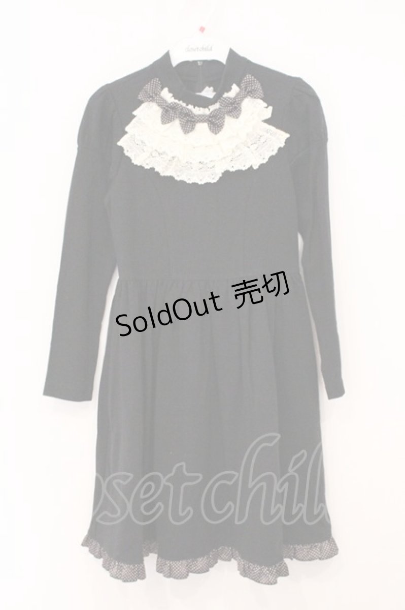 画像1: Shirley Temple / ドットリボンジャボ風カットワンピース 150cm クロ O-26-05-18-036-ET-OP-IG-OS (1)