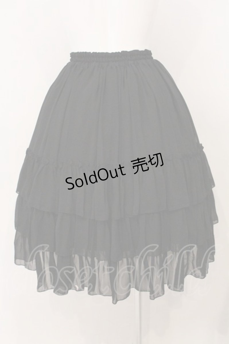 画像4: ATELIER PIERROT / Three-Tiered Ruffle Chiffon Skirt シフォンスカート  ブラック O-26-05-18-005-EL-SK-OW-OS (4)