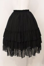 画像4: ATELIER PIERROT / Three-Tiered Ruffle Chiffon Skirt シフォンスカート  ブラック O-26-05-18-005-EL-SK-OW-OS (4)