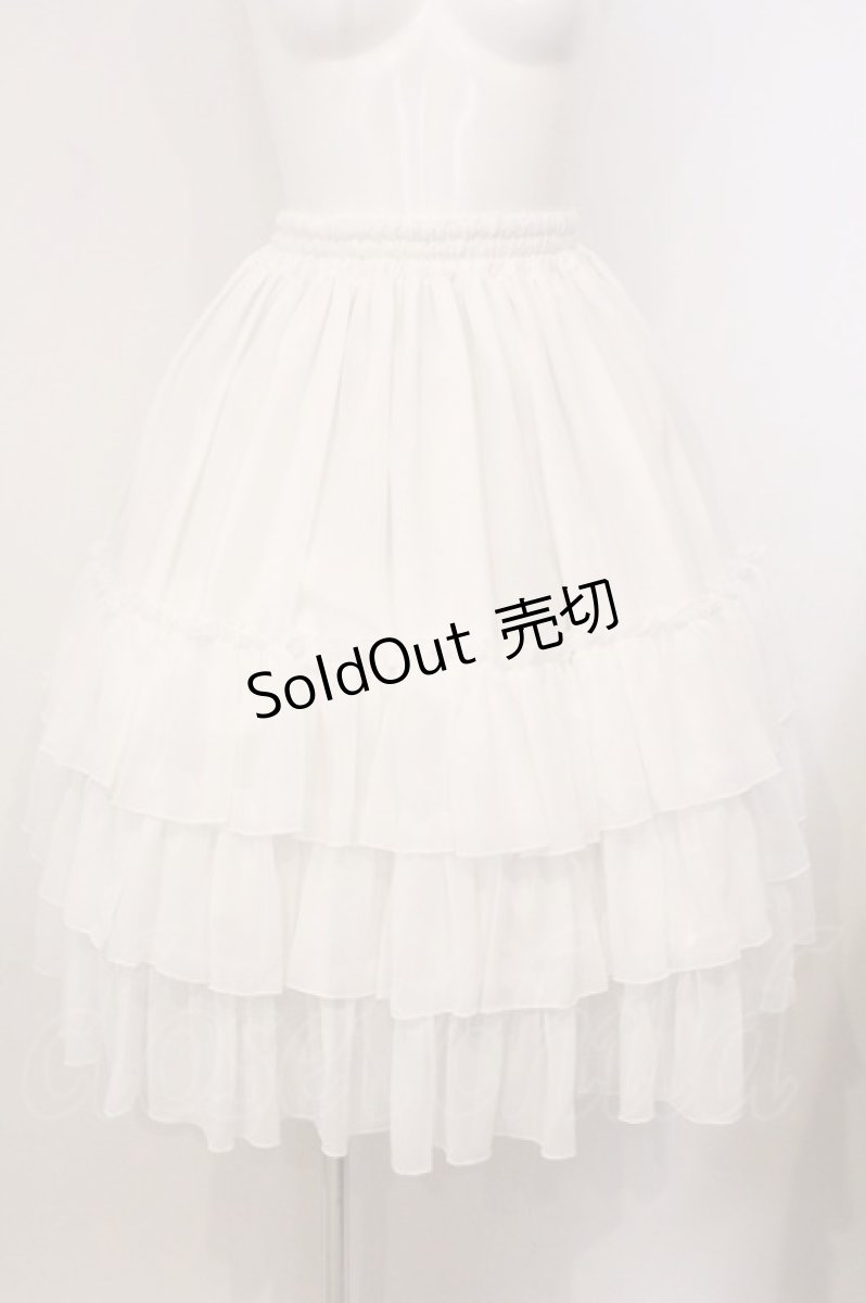 画像1: ATELIER PIERROT / Three-Tiered Ruffle Chiffon Skirt シフォンスカート  ホワイト O-26-05-18-006-EL-SK-OW-OS (1)