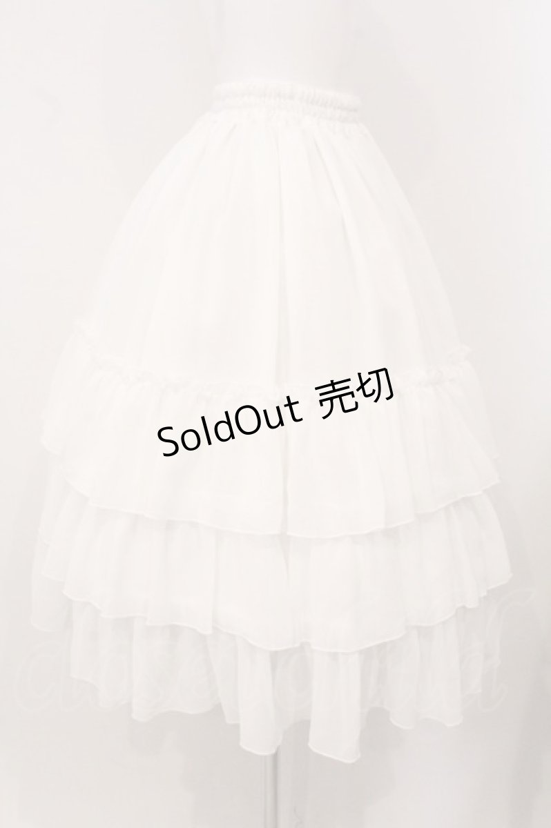画像3: ATELIER PIERROT / Three-Tiered Ruffle Chiffon Skirt シフォンスカート  ホワイト O-26-05-18-006-EL-SK-OW-OS (3)