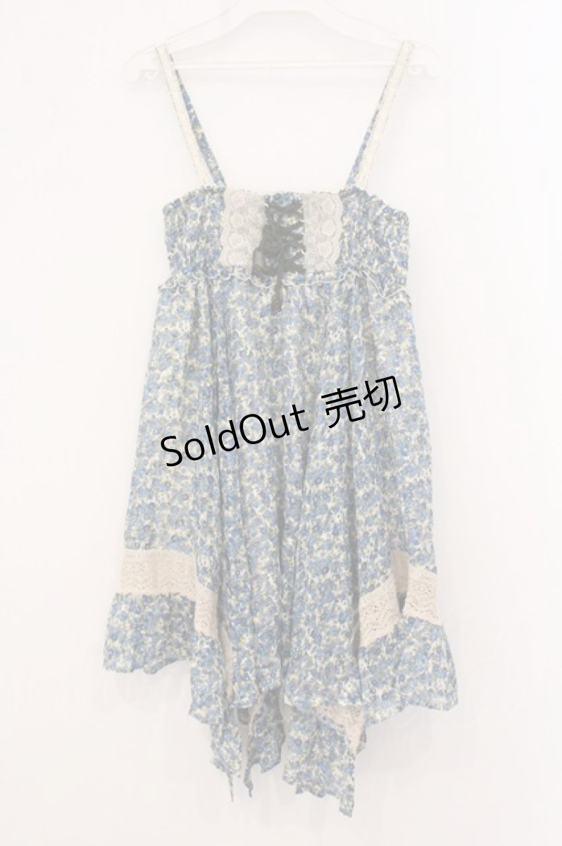 画像1: axes femme / 小花柄2WAYチュニック M ブルー×アイボリー O-26-05-18-049-AX-TO-IG-OS (1)