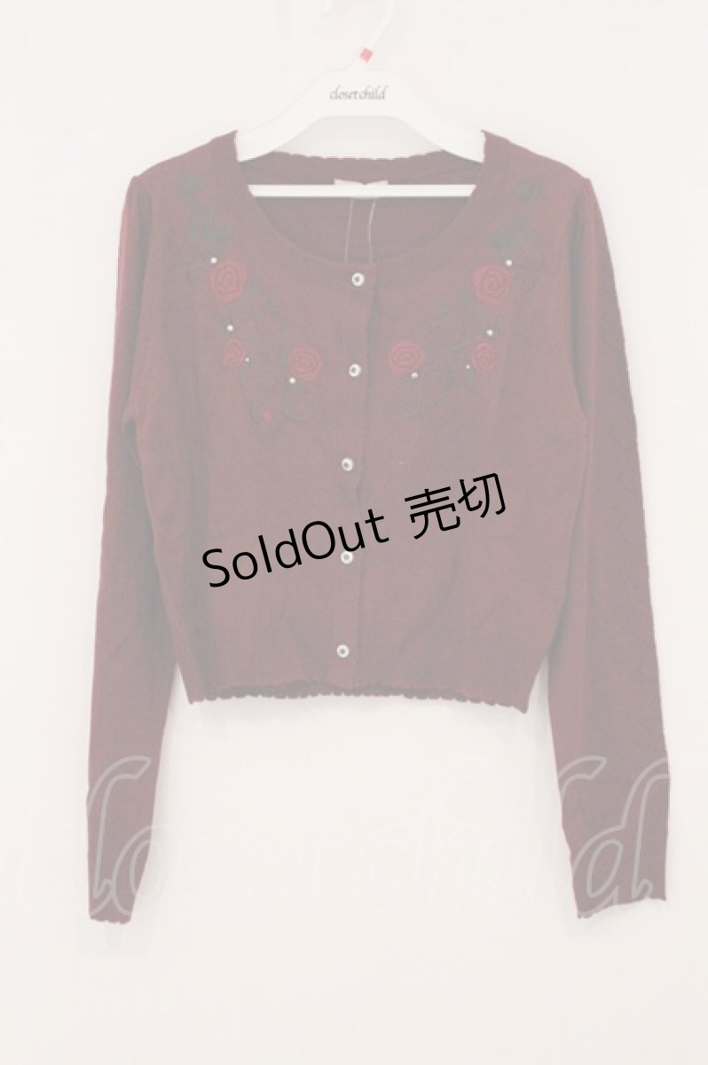 画像1: axes femme POETIQUE / ドリーム刺繍入りカーディガン M アカ O-26-05-18-057-AX-TO-IG-OS (1)