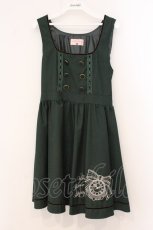 画像1: axes femme POETIQUE / 時計刺繍ジャンスカ M グリーン O-26-05-18-060-AX-OP-IG-OS (1)