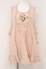 画像1: PINK HOUSE / 野ばらとチェリー刺繍タブリエ  ピンク O-26-05-18-015-LO-OP-OW-OS (1)
