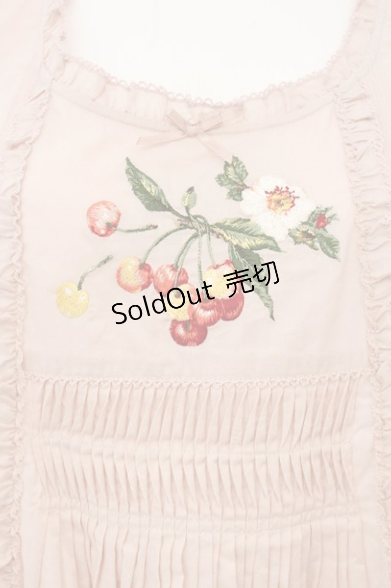 画像2: PINK HOUSE / 野ばらとチェリー刺繍タブリエ  ピンク O-26-05-18-015-LO-OP-OW-OS (2)