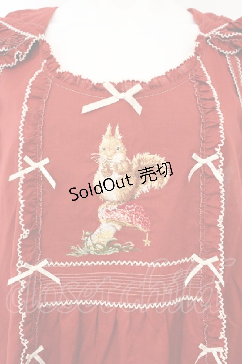 画像2: PINK HOUSE / ウィンターフォレストトリート刺繍タブリエ  アカ O-26-05-18-016-LO-OP-OW-OS (2)