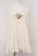 画像1: PINK HOUSE / 野ばらとチェリー刺繍タブリエ  シロ O-26-05-18-018-LO-OP-OW-OS (1)