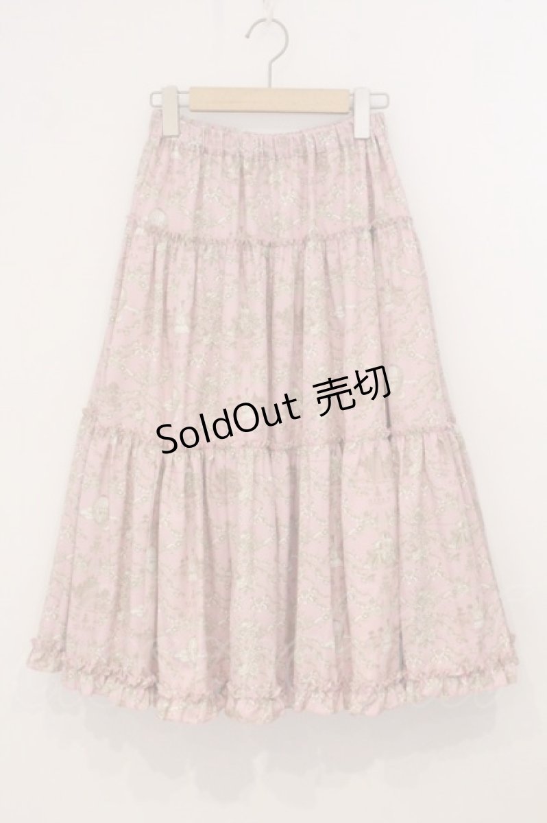 画像1: m petit by misako / NINA'Sギャザースカート M ピンク×アイボリー O-26-05-19-040-LO-SK-IG-OS (1)