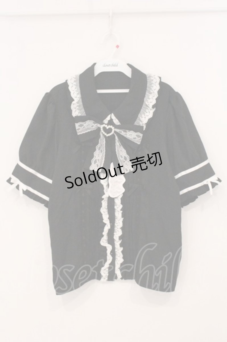 画像1: DearMyLove / はしごレースリボンフリルブラウス 4L クロ×シロ O-26-05-19-050-LO-BL-OW-OS (1)