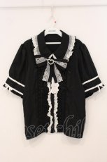 画像1: DearMyLove / はしごレースリボンフリルブラウス 4L クロ×シロ O-26-05-19-050-LO-BL-OW-OS (1)