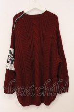 画像3: KMK(KINGLY MASK) / ショルダージップワッペンケーブルビッグニット  ワイン O-26-05-19-060-LO-TO-OW-OS (3)