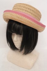 画像1: Jane Marple / ストライプリボン　ストローハット  ナチュラル×ピンク O-26-05-19-1036-JM-AC-IG-ZT0520D (1)