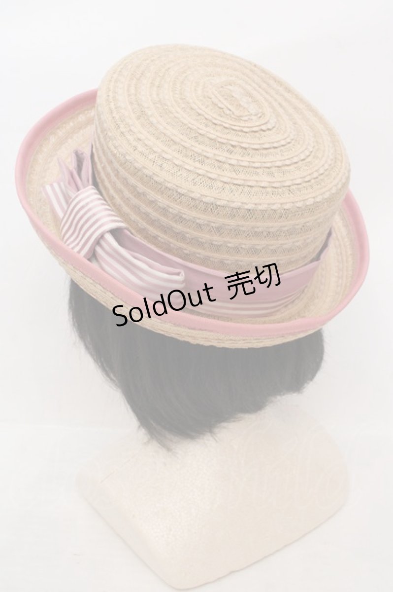 画像3: Jane Marple / ストライプリボン　ストローハット  ナチュラル×ピンク O-26-05-19-1036-JM-AC-IG-ZTK053 (3)