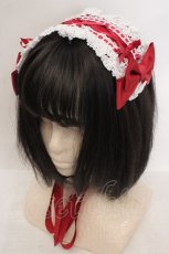 画像1: BABY,THE STARS SHINE BRIGHT / はしごレースのスピンドールヘッドドレス  えんじ×シロレース O-26-05-19-1048-BA-AC-OW-OS (1)