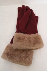 画像2: axes femme / 猫刺繍手袋  ボルドー O-26-05-19-1057-AX-ZA-YM-OS (2)