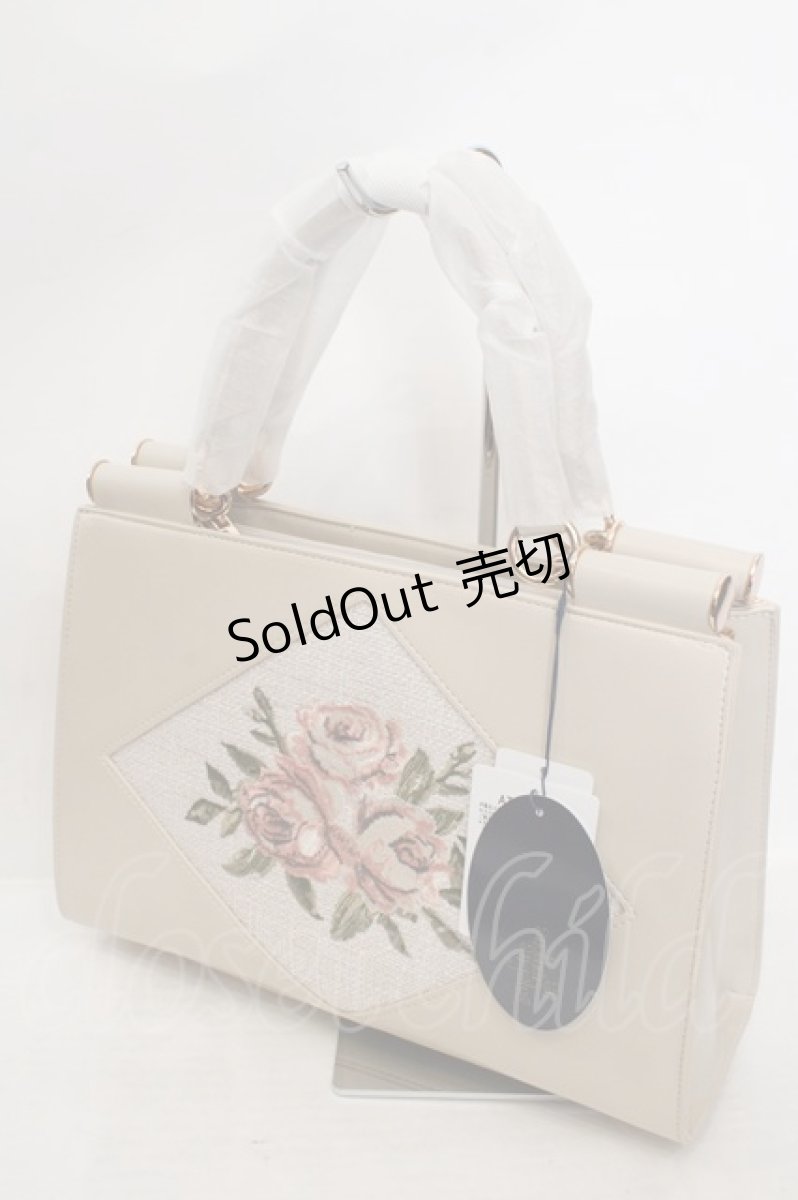 画像1: an another angelus / ローズ刺繍トートバッグ  アイボリー O-26-05-19-1014-CA-BG-OW-OS (1)