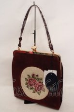 画像1: an another angelus / カメオローズ刺繍スクエアがま口バッグ  ボルドー O-26-05-19-1015-CA-BG-OW-OS (1)