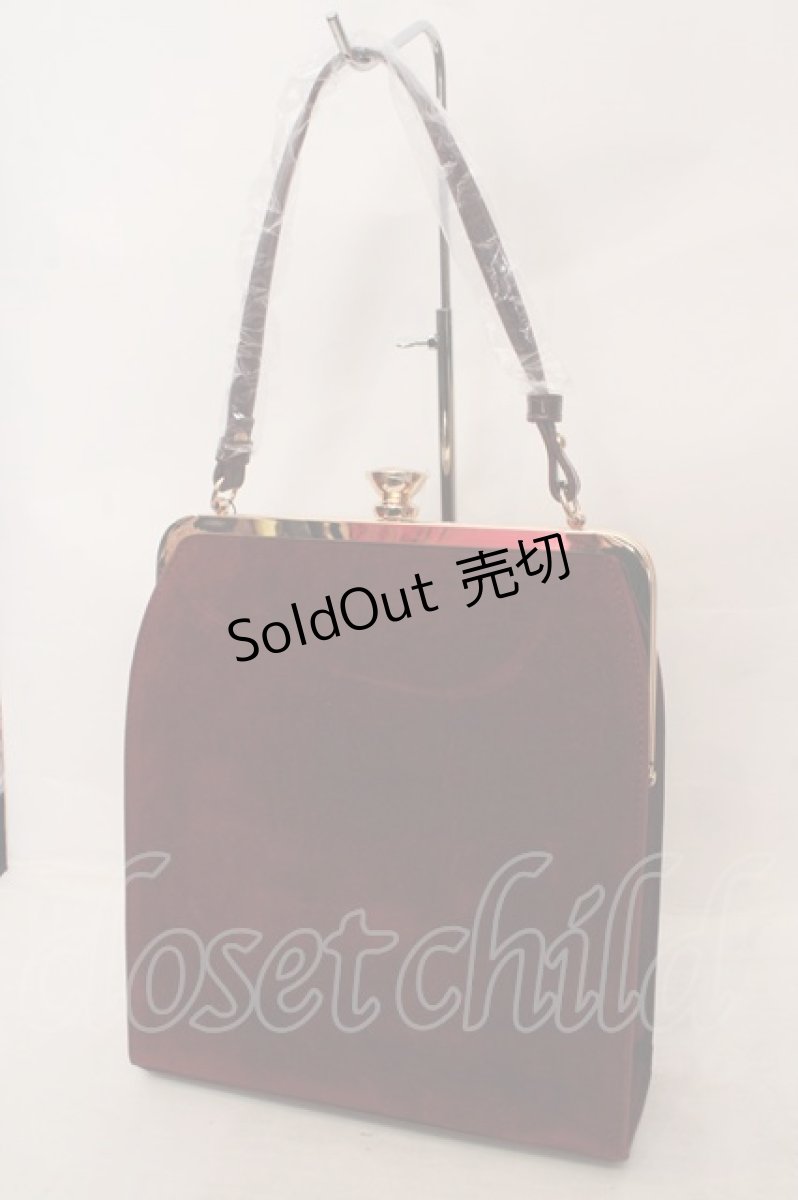 画像2: an another angelus / カメオローズ刺繍スクエアがま口バッグ  ボルドー O-26-05-19-1015-CA-BG-OW-OS (2)
