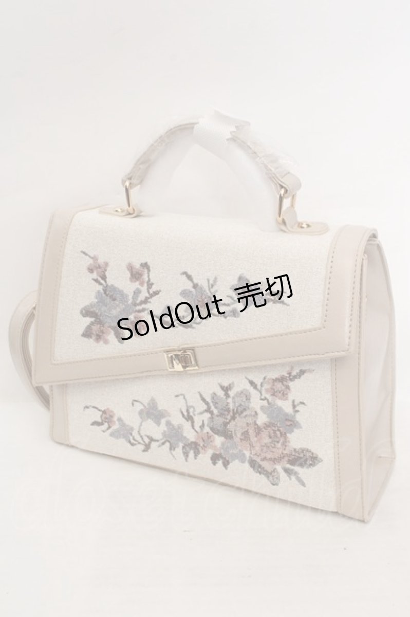 画像1: an another angelus / ローズ刺繍変形フラップバッグ  アイボリー O-26-05-19-1024-CA-BG-OW-OS (1)