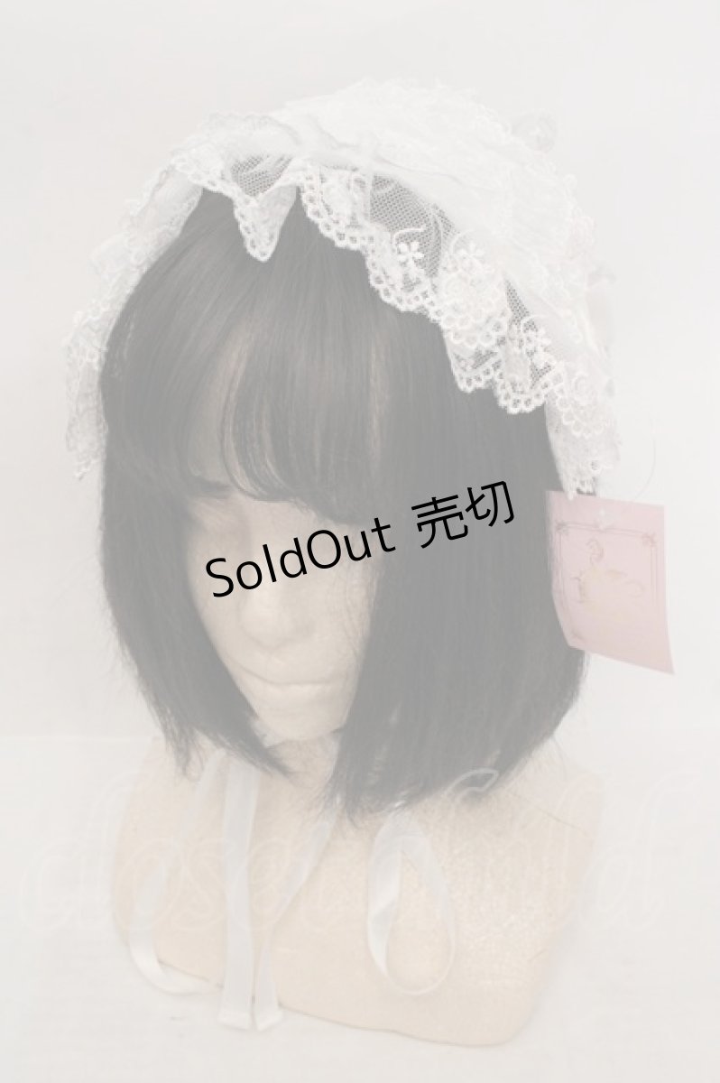 画像1: metamorphose / バラモチーフつきチュールレースヘッドドレス  オフシロ O-26-05-19-1032-ME-AC-IG-ZT421 (1)