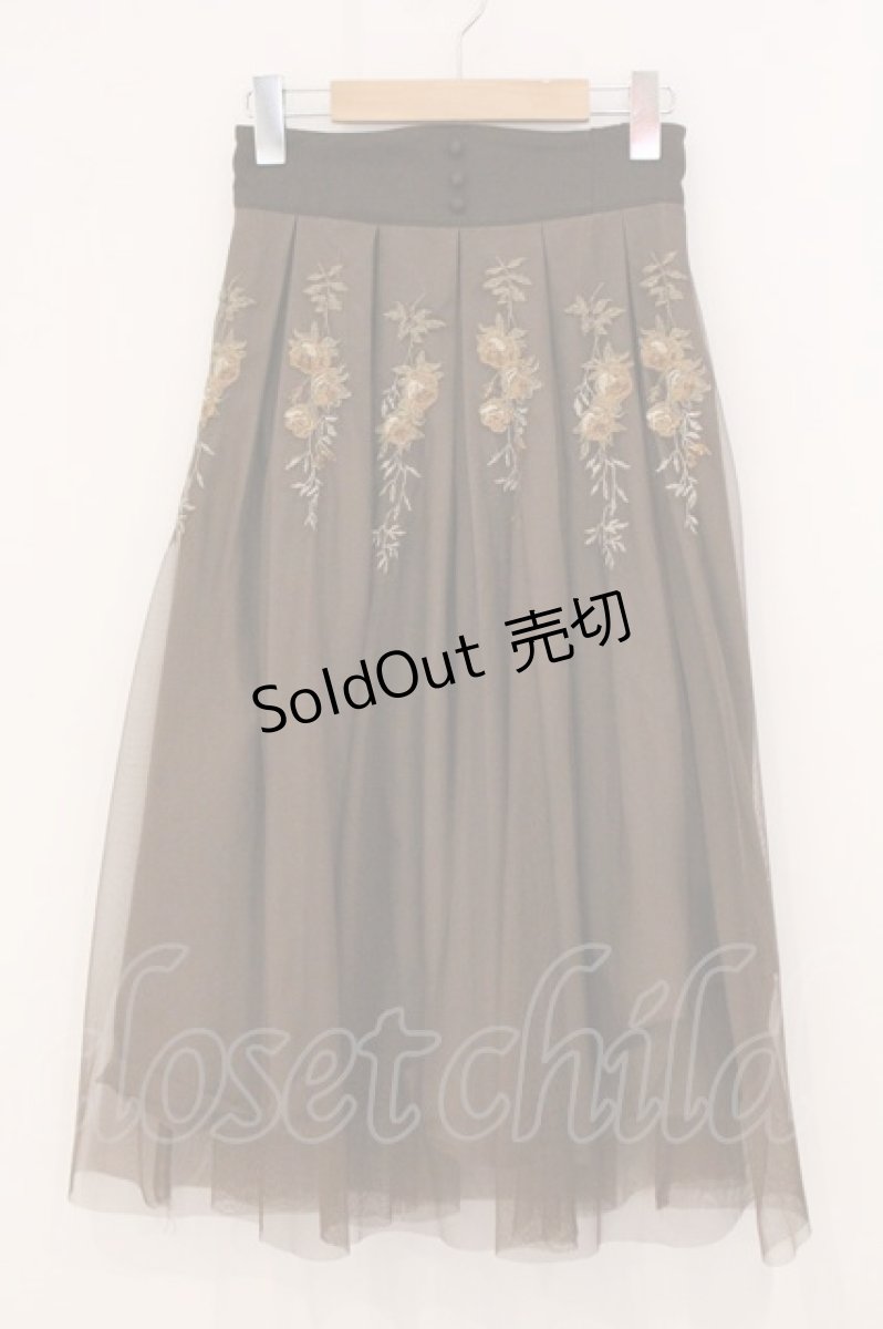 画像1: an another angelus / アンティークローズ刺繍チュールタックスカート F ブラウン O-26-05-19-095-CA-SK-OW-OS (1)