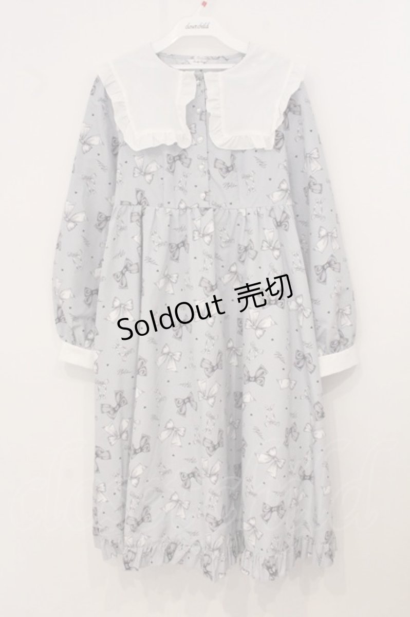 画像1: Lovely Tency / 眞白ありすコラボ/リボンプリントワンピース LL サックス×シロ O-26-05-19-013-LO-OP-IG-OS (1)