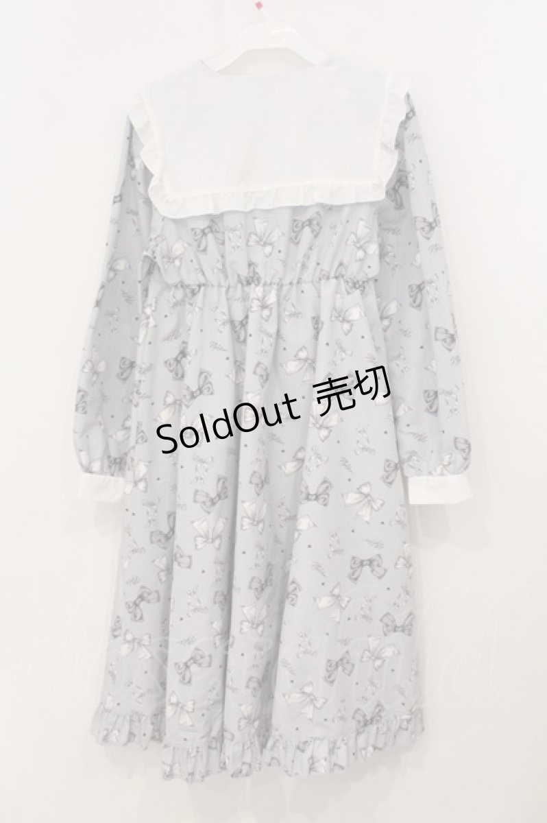画像3: Lovely Tency / 眞白ありすコラボ/リボンプリントワンピース LL サックス×シロ O-26-05-19-013-LO-OP-IG-OS (3)