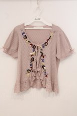 画像1: PINK HOUSE / ビオラモチーフカーディガン  ピンク O-26-05-19-124-LO-TO-IG-OS (1)