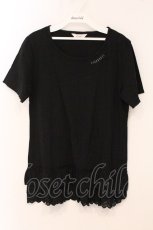 画像1: PINK HOUSE / コットンレースフリルTシャツ 4(L) クロ O-26-05-19-125-LO-TO-IG-OS (1)
