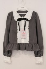 画像1: Cherirulu Chocola / MYリボンマルエリブラウス LL グレー×シロ O-26-05-19-019-LO-BL-IG-OS (1)