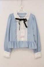 画像1: Cherirulu Chocola / MYリボンマルエリブラウス LL サックス×シロ O-26-05-19-020-LO-BL-IG-OS (1)