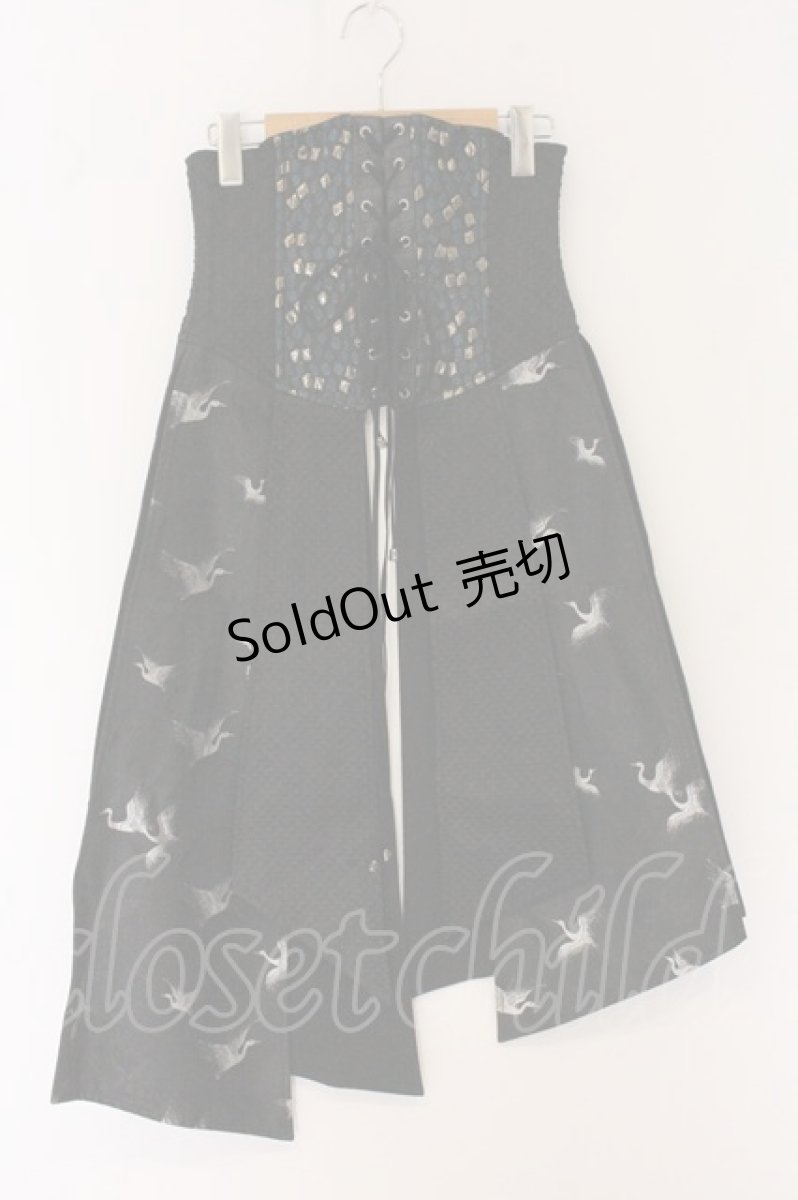 画像1: Qutie Frash / 2023年プレミアム 宵鶴ラップコルセット  ブラック O-26-05-20-052-QU-SK-OW-ZI (1)