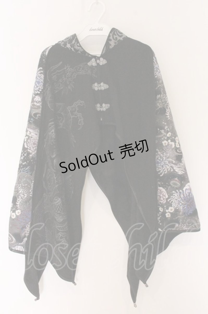 画像1: Qutie Frash / 裏起毛チャイナポンチョ  ブラック O-26-05-20-057-QU-CO-OW-OS (1)