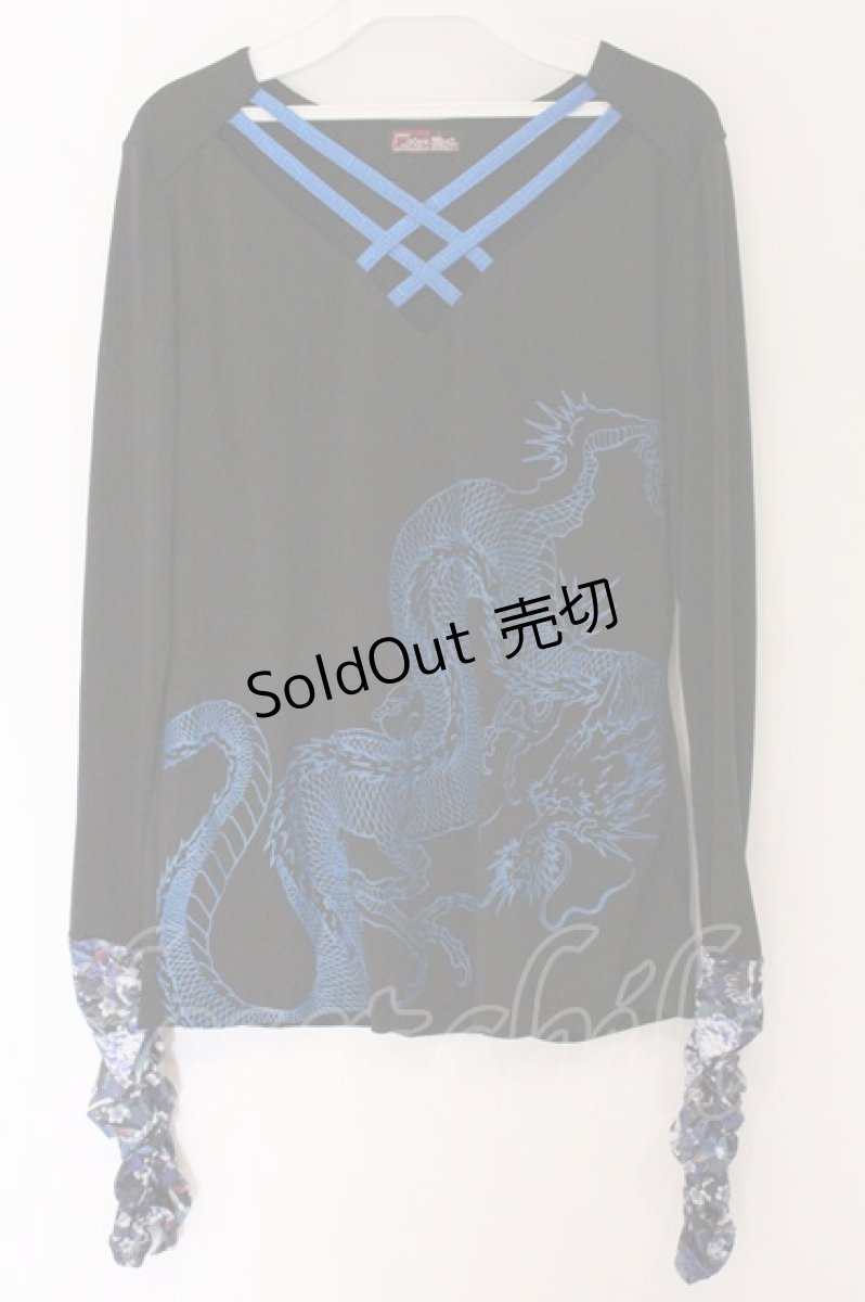 画像1: Qutie Frash / クロスインナーT  ブラック×ブルー O-26-05-20-061-QU-TO-OW-OS (1)